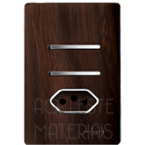 Conjunto Interruptor Duplo Simples + Tomada 10A - Novara Especiais Tabaco